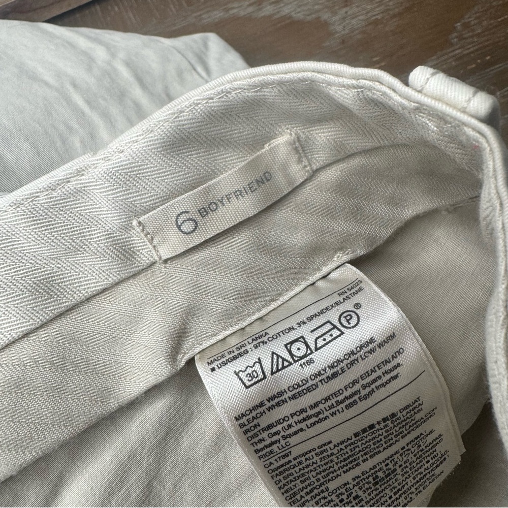 Banana Republic Boyfriend Rolled Cuff Chino Pant Size 6 NWT Cream Khaki - Picture 9 of 11